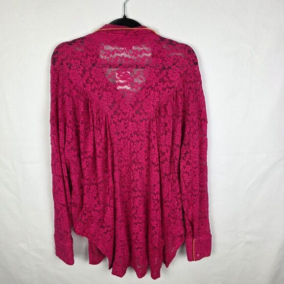 NWT Free People Intimately Lace Sheer Button Up Shacket Top Size Medium Feminine - Picture 2 of 6